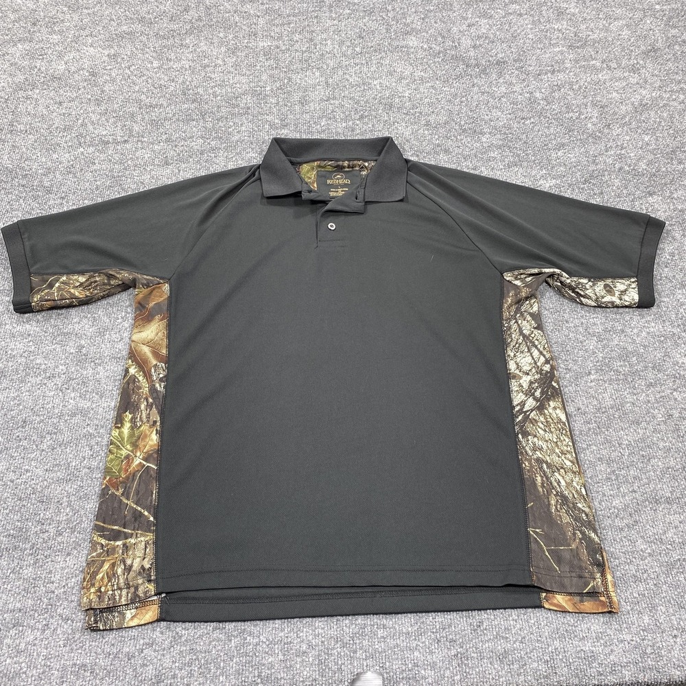 RedHead Polo Shirt Mens Large Black Camouflage Outdoor Mesh Hunting